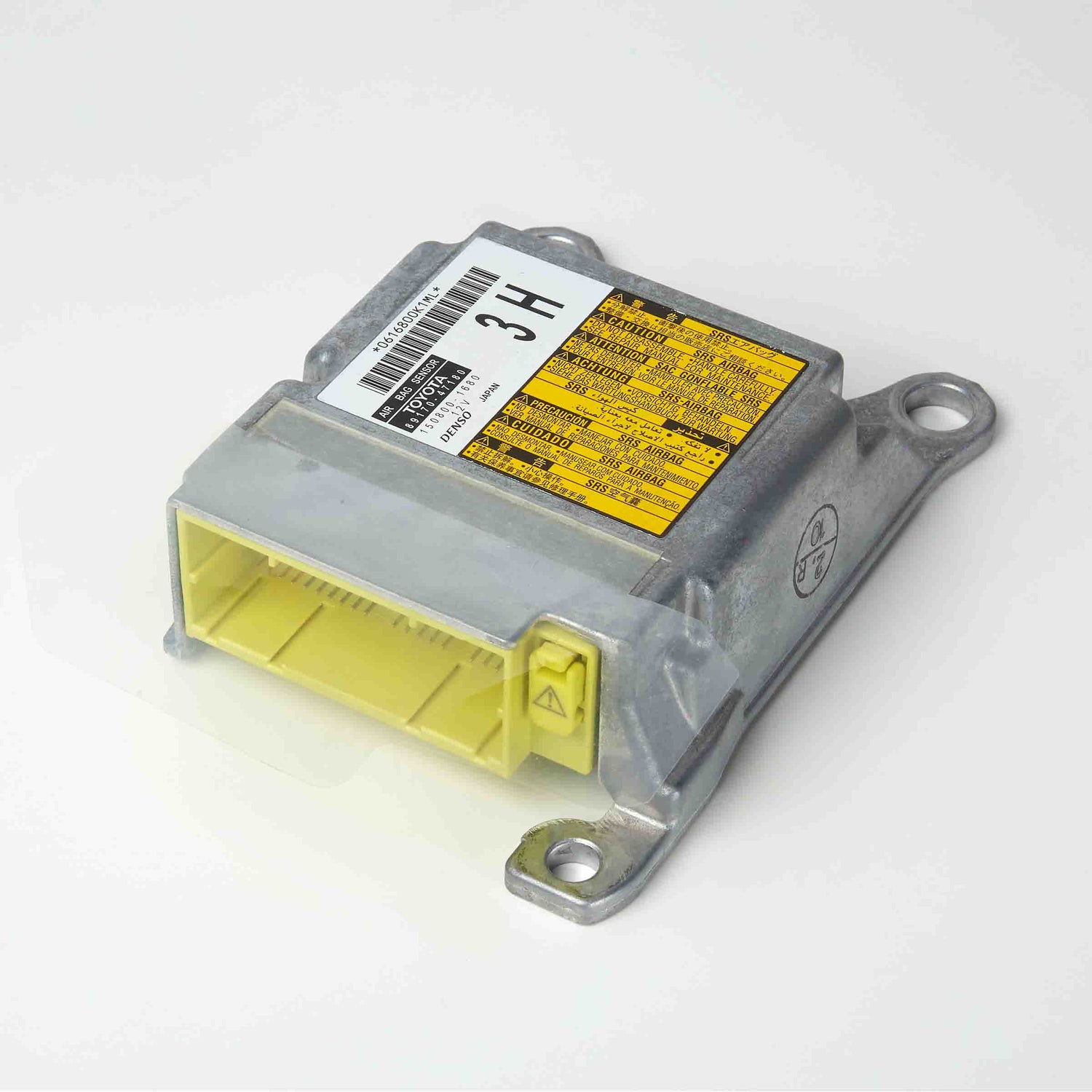Airbag control module (ACU) removed from vehicle showing crash data storage unit