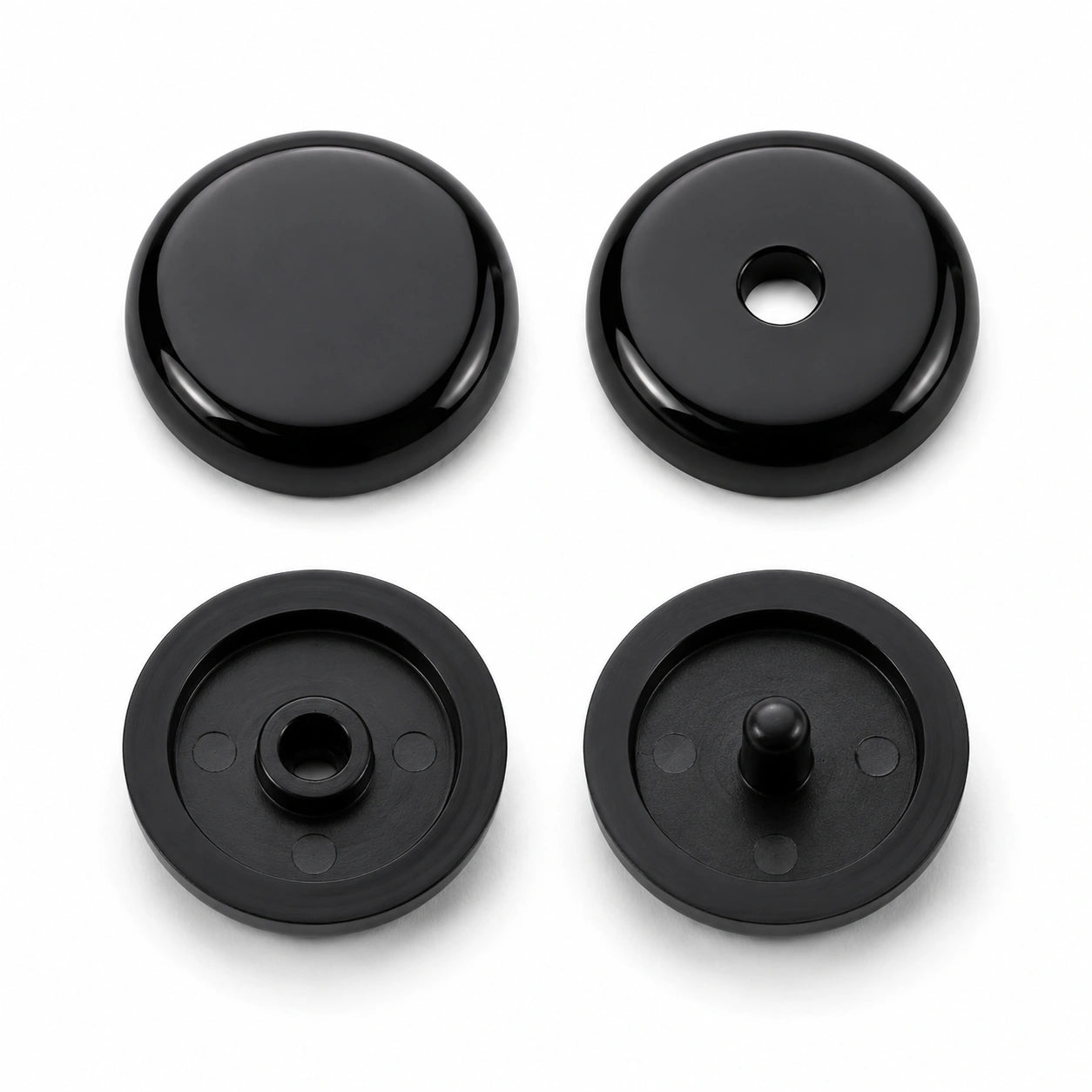 Black seat belt button stopper replacement 2-piece snap set