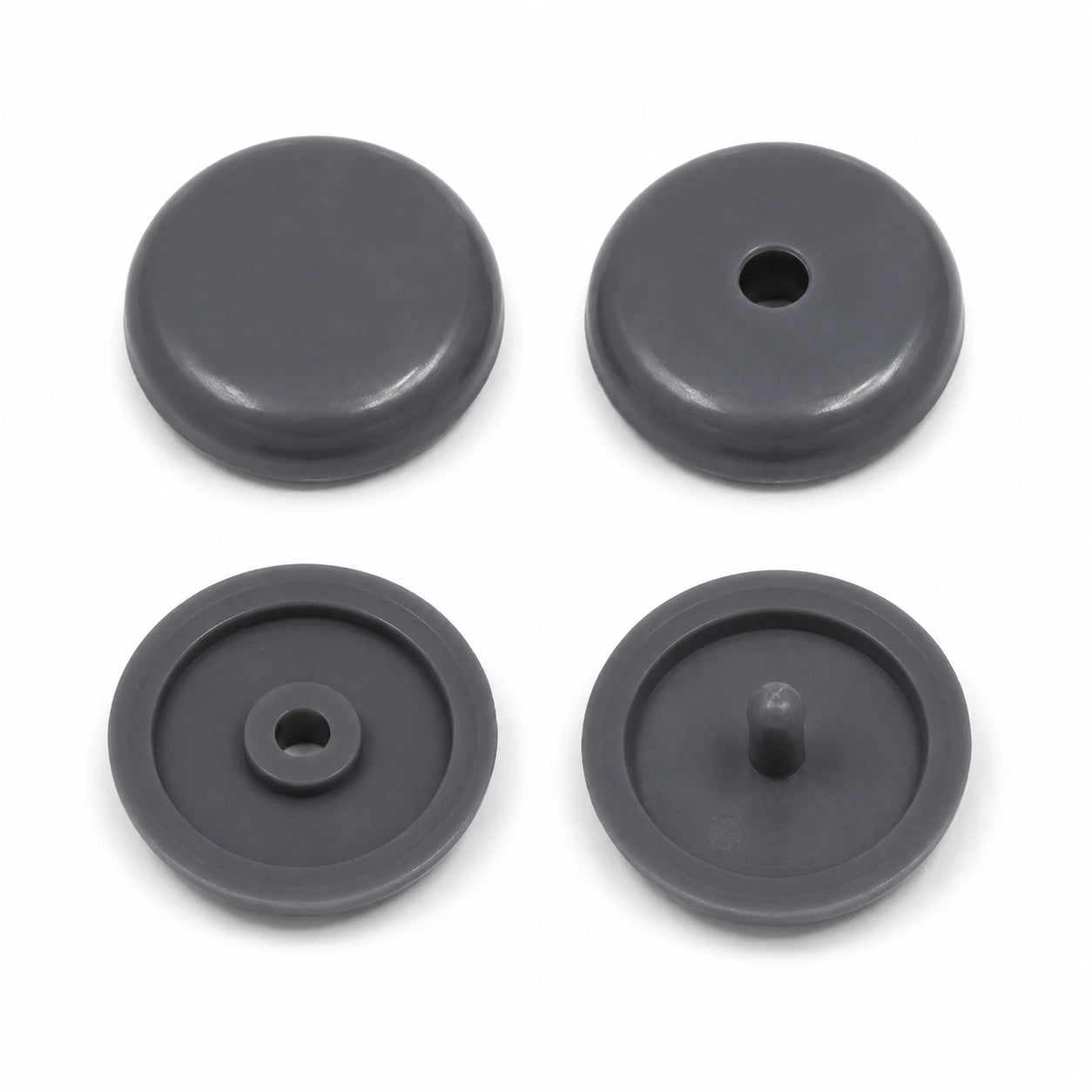 Dark gray seat belt button stopper replacement 2-piece snap set