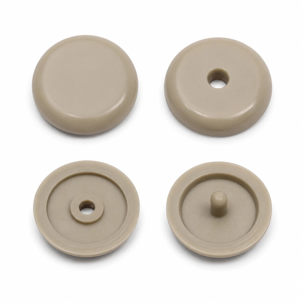 Beige seat belt button stopper replacement 2-piece snap set